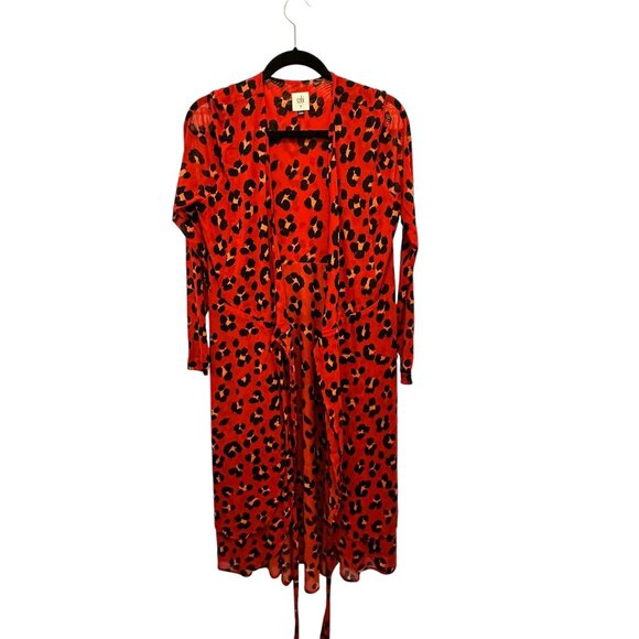 💰BOGO💰New CAbi Red Leopard Print Siren Wrap Dress sz M - Picture 10 of 11